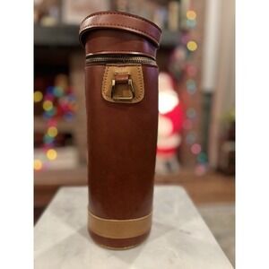 VintageFaux Leather Thermos Tote 1970s Camping Hiking Beach Picnic‎ Wine Tote